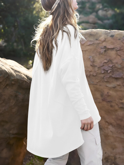 High Low V Neck Oversized Tunic Tops