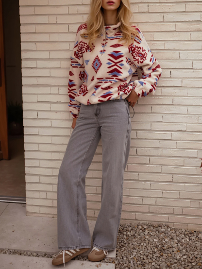 Print Fleece Quarter Zip Jackets