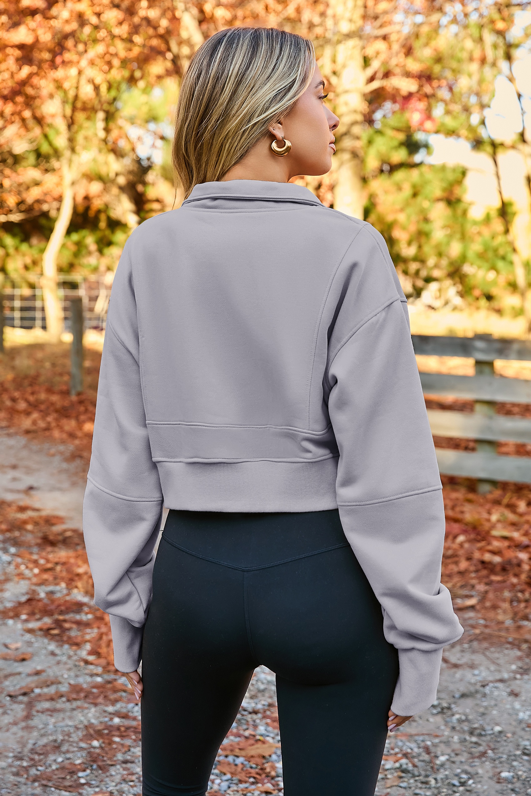 Half Zipper Cropped Sweatshirts