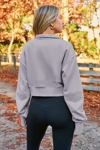 Half Zipper Cropped Sweatshirts