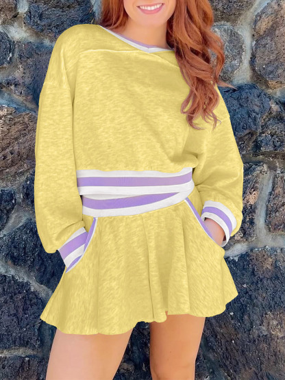 Womens Cropped Sweatshirt Loose Shorts Casual 2 Piece Lounge Sets