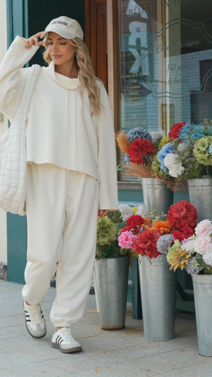 Textured Turtleneck Sweatshirts Jogger Pants Matching Sets