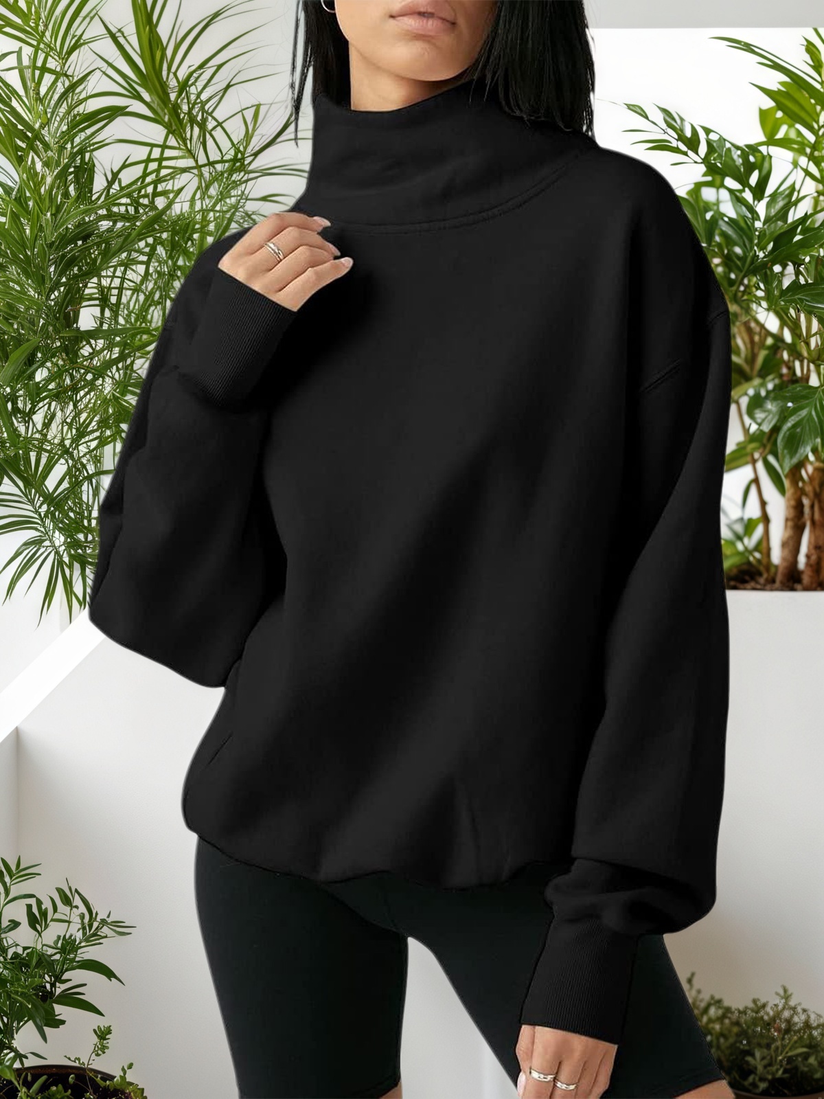 Oversized Turtleneck Sweatshirt