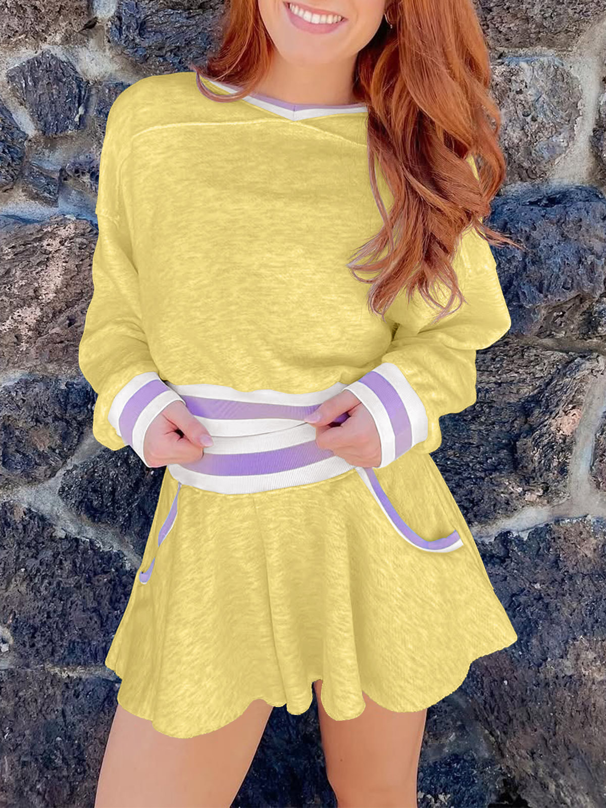 Womens Cropped Sweatshirt Loose Shorts Casual 2 Piece Lounge Sets