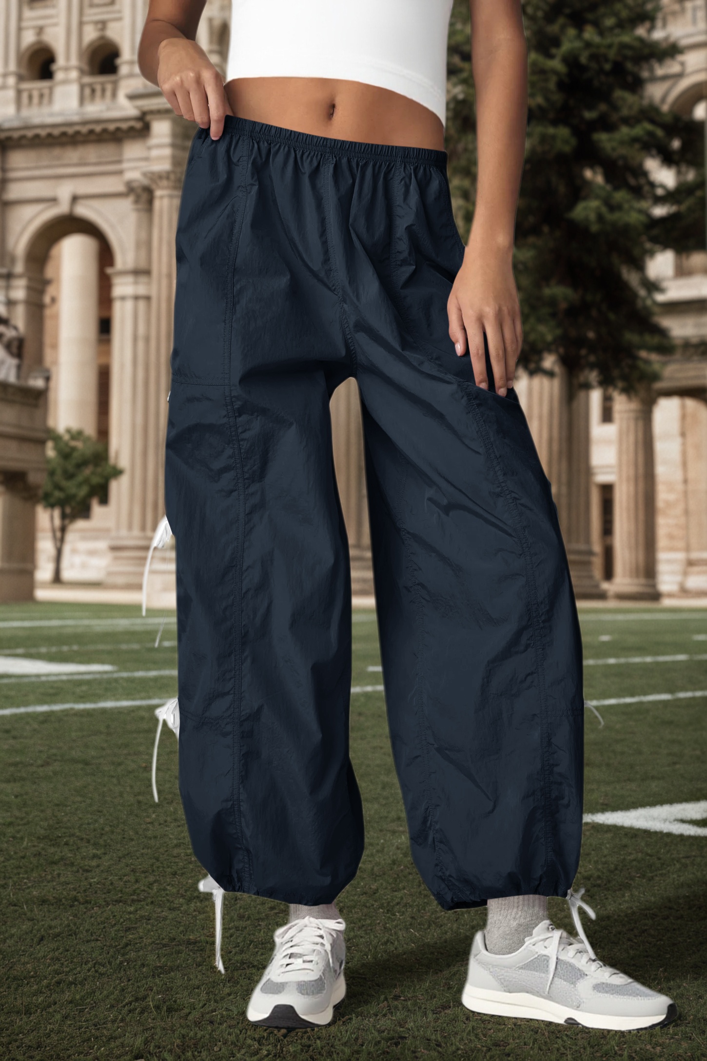 Elastic Waist Bow Tie Y2K Wide Leg Baggy Sweatpants