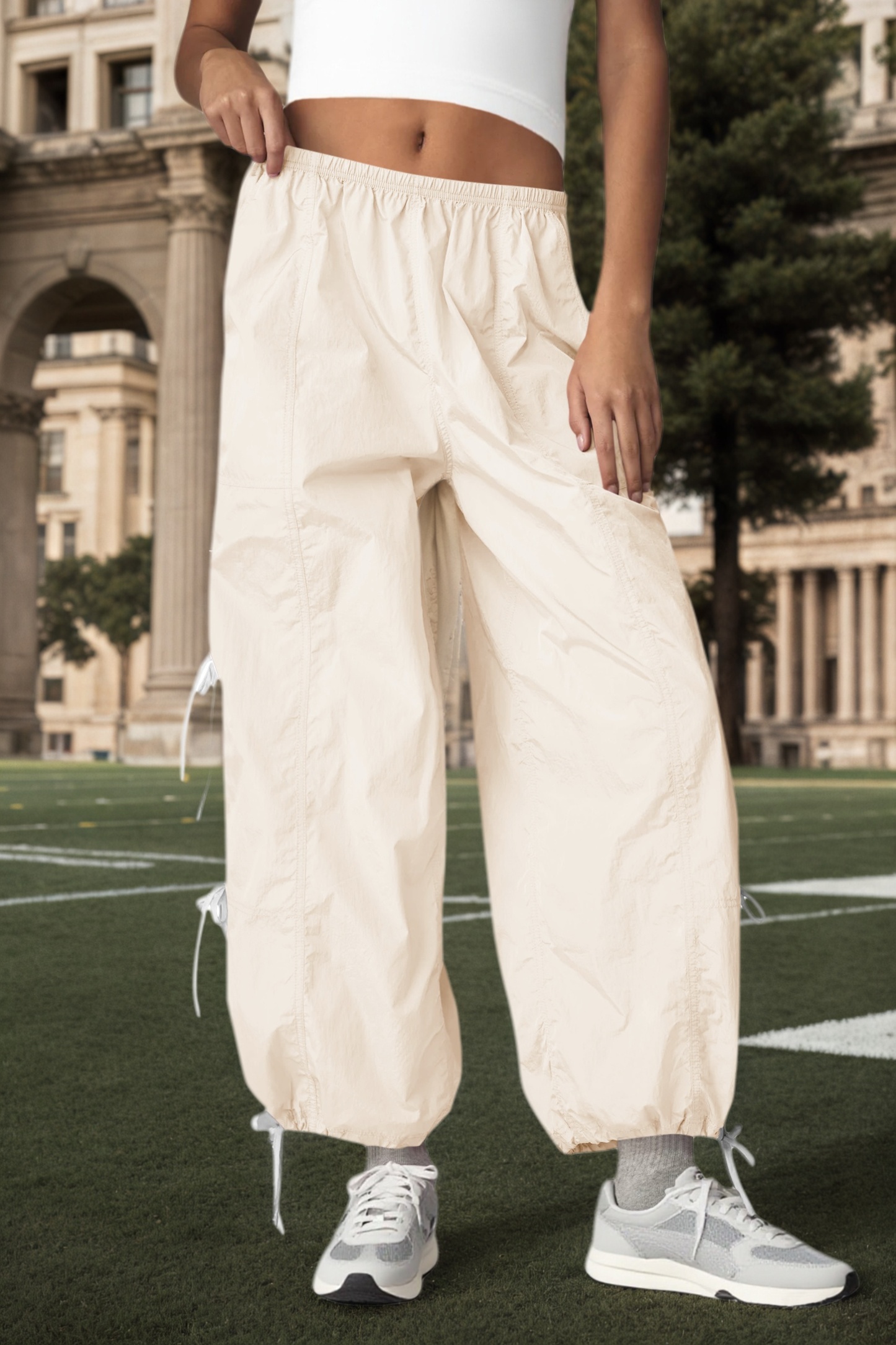 Elastic Waist Bow Tie Y2K Wide Leg Baggy Sweatpants