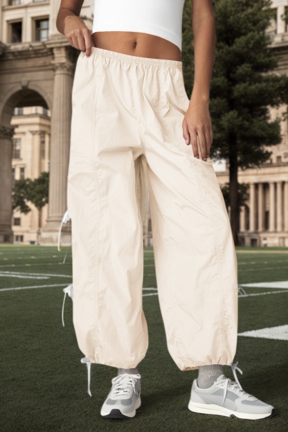 Elastic Waist Bow Tie Y2K Wide Leg Baggy Sweatpants