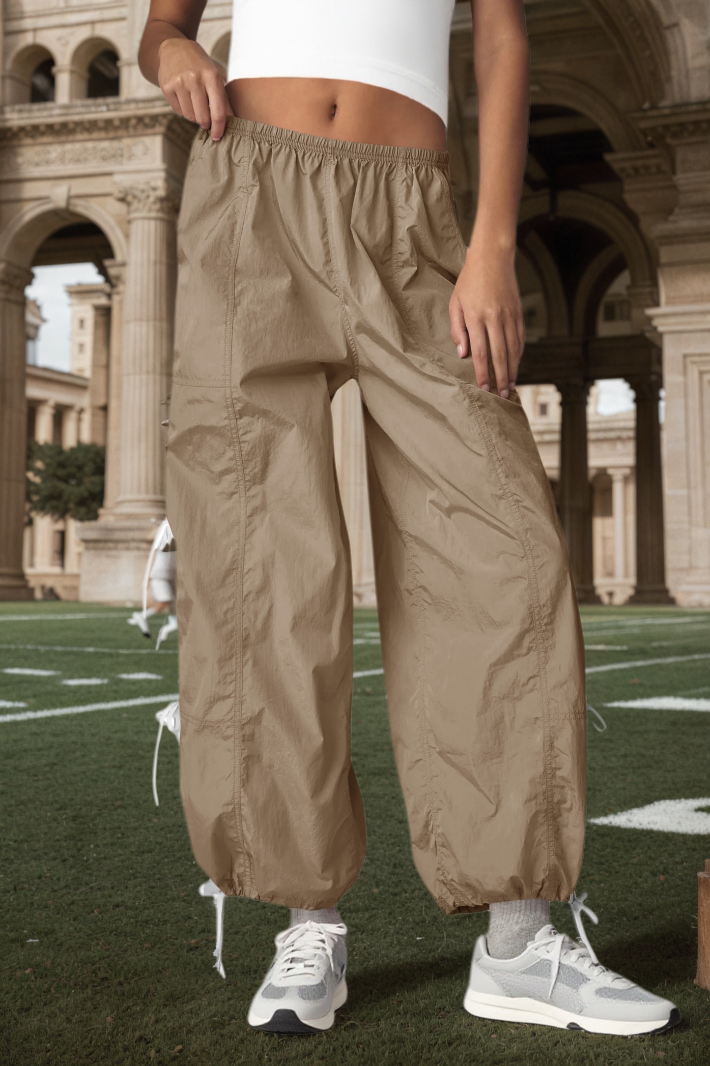 Elastic Waist Bow Tie Y2K Wide Leg Baggy Sweatpants