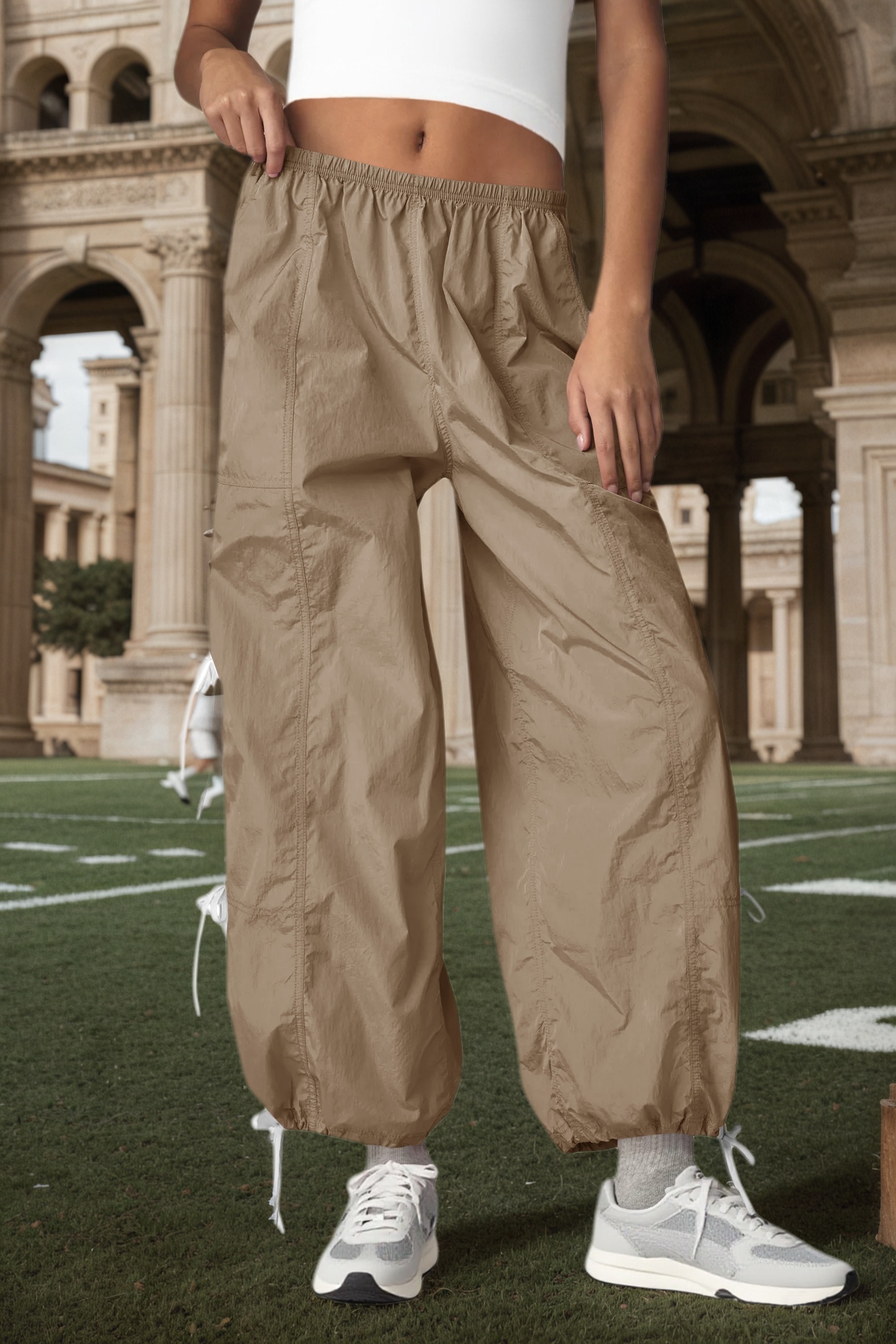 Elastic Waist Bow Tie Y2K Wide Leg Baggy Sweatpants