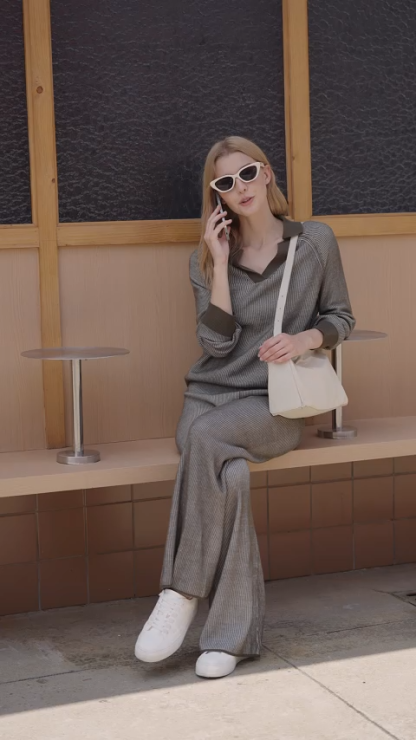 Oversized Striped 2 Piece Outfits