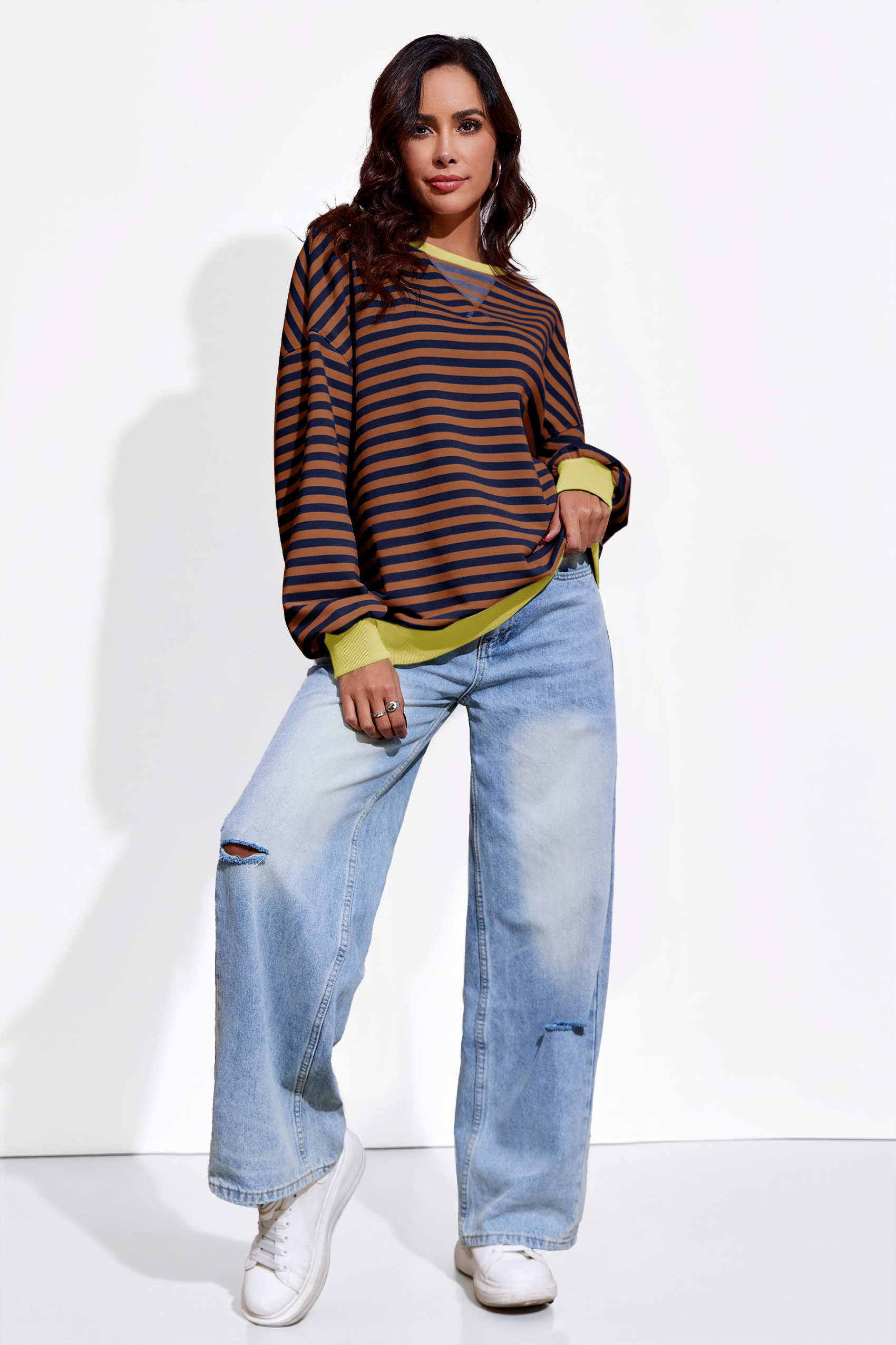 Striped Oversized Sweatshirts