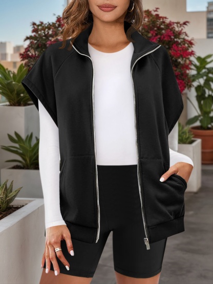 Sleeveless Zip Up Fleece Sweatshirt