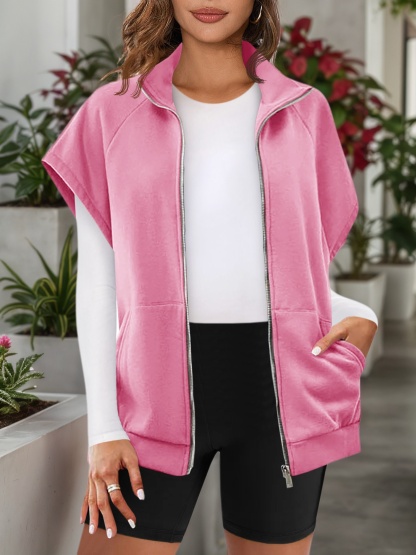 Sleeveless Zip Up Fleece Sweatshirt