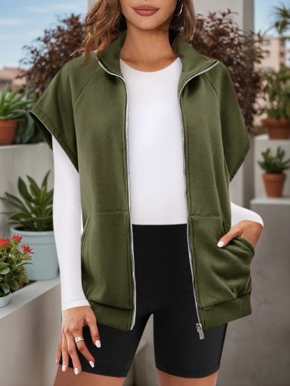 Sleeveless Zip Up Fleece Sweatshirt
