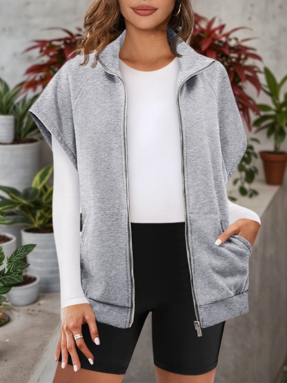 Sleeveless Zip Up Fleece Sweatshirt