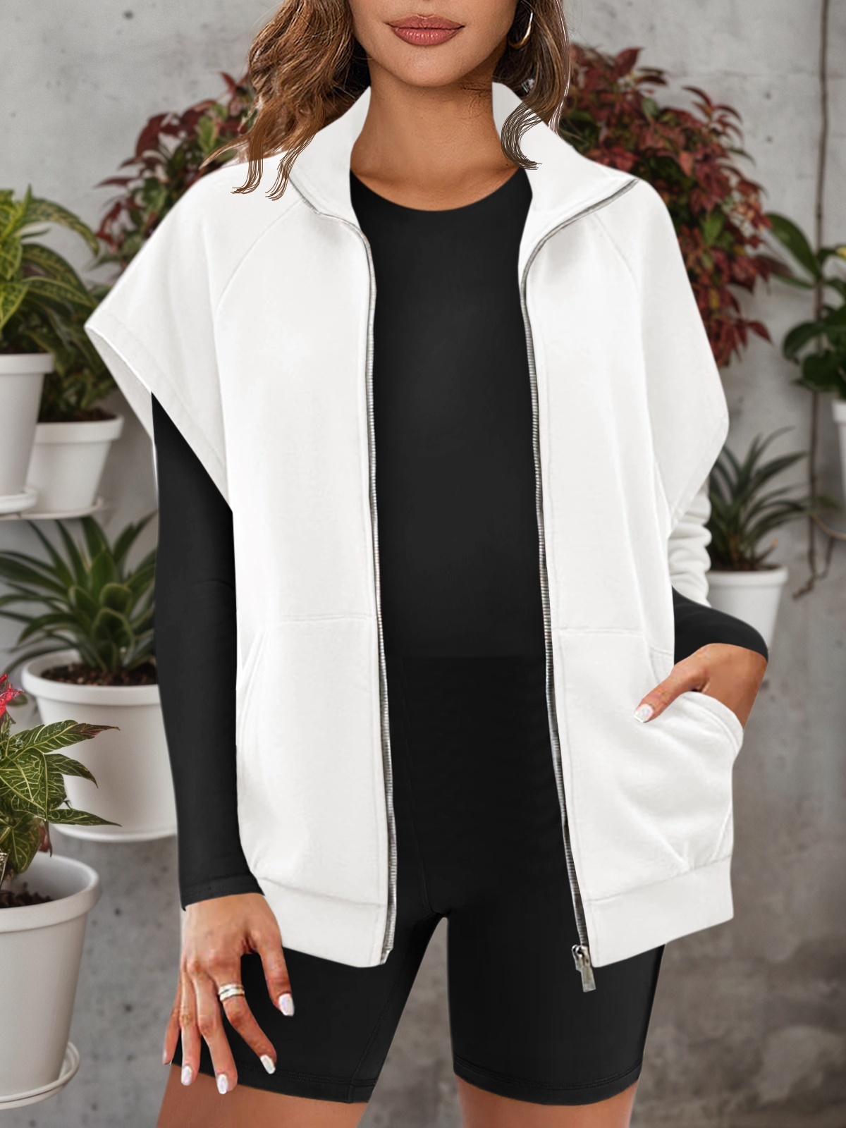 Sleeveless Zip Up Fleece Sweatshirt