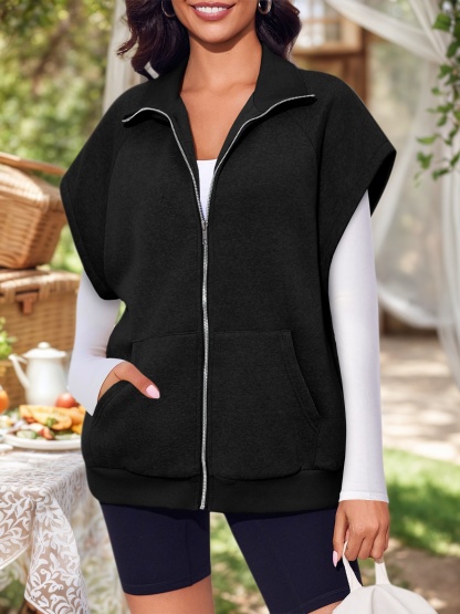 Sleeveless Zip Up Fleece Sweatshirt