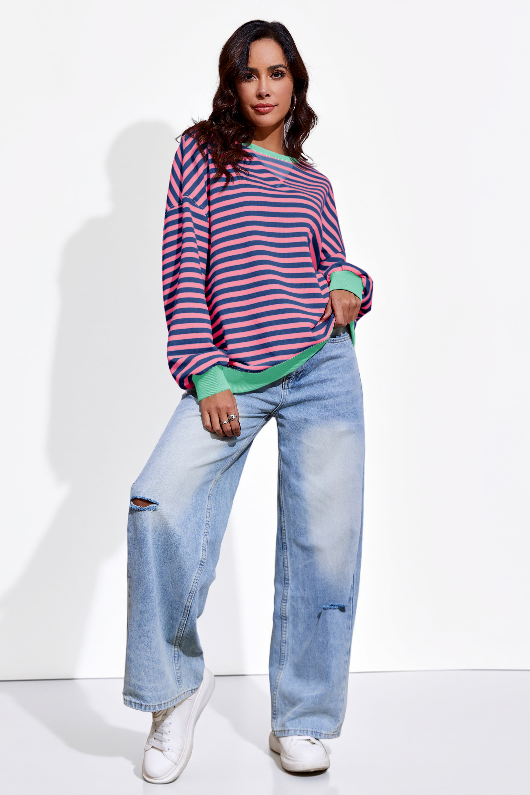 Striped Oversized Sweatshirts