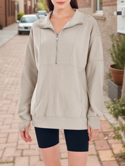 Women's Oversized Half Zip Fleece Sweatshirts