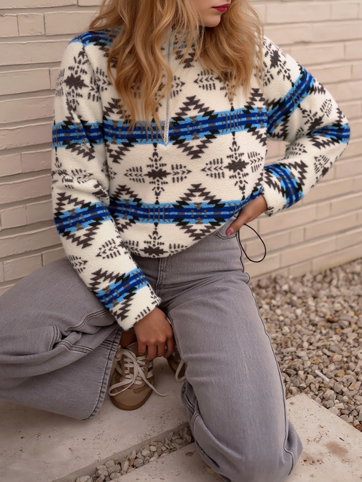 Print Fleece Quarter Zip Jackets