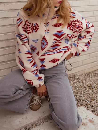 Print Fleece Quarter Zip Jackets