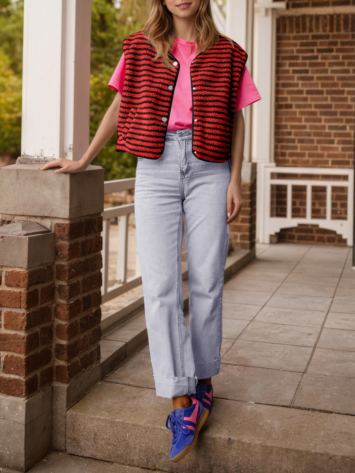 Open Front Fuzzy Fleece Vest