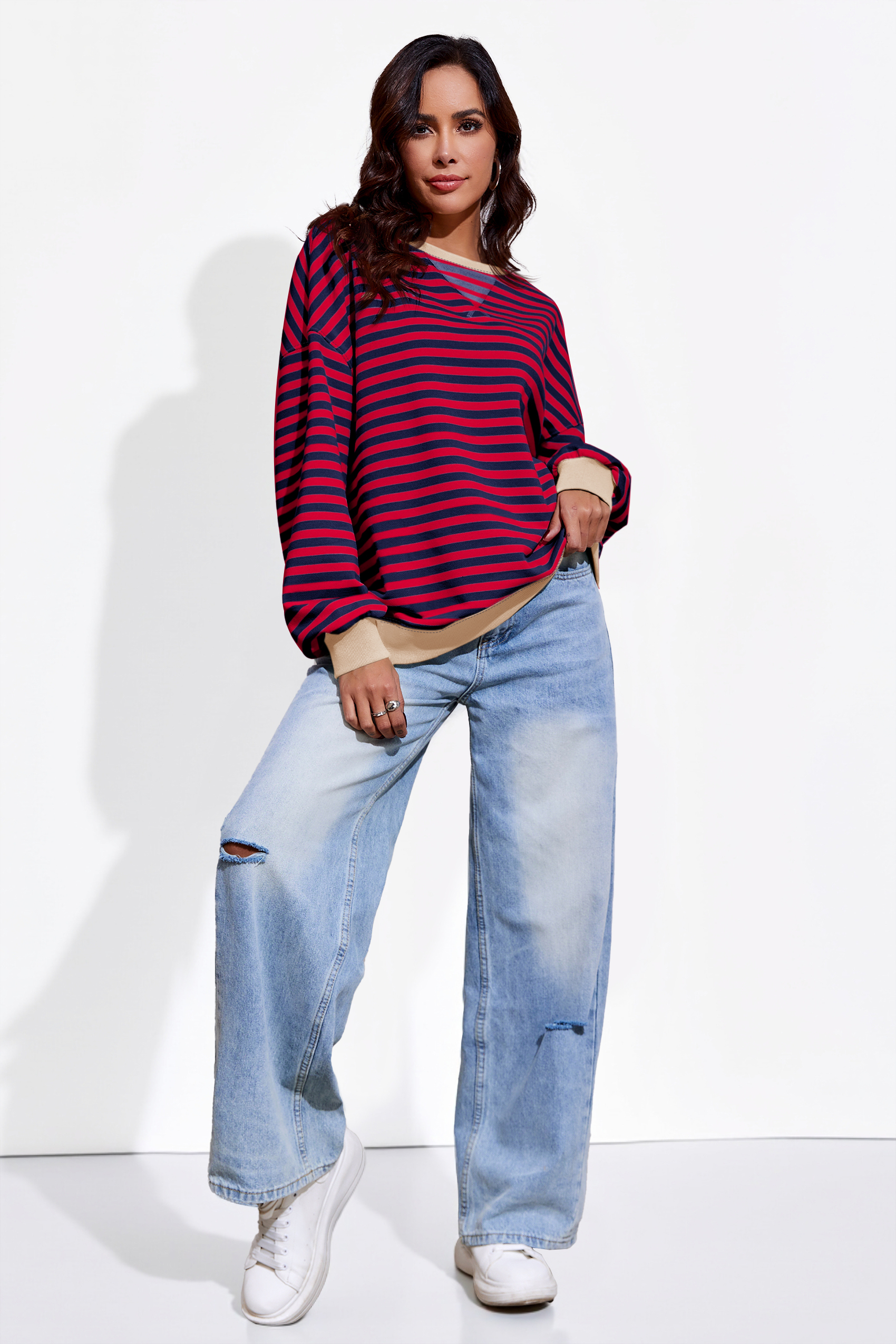 Striped Oversized Sweatshirts