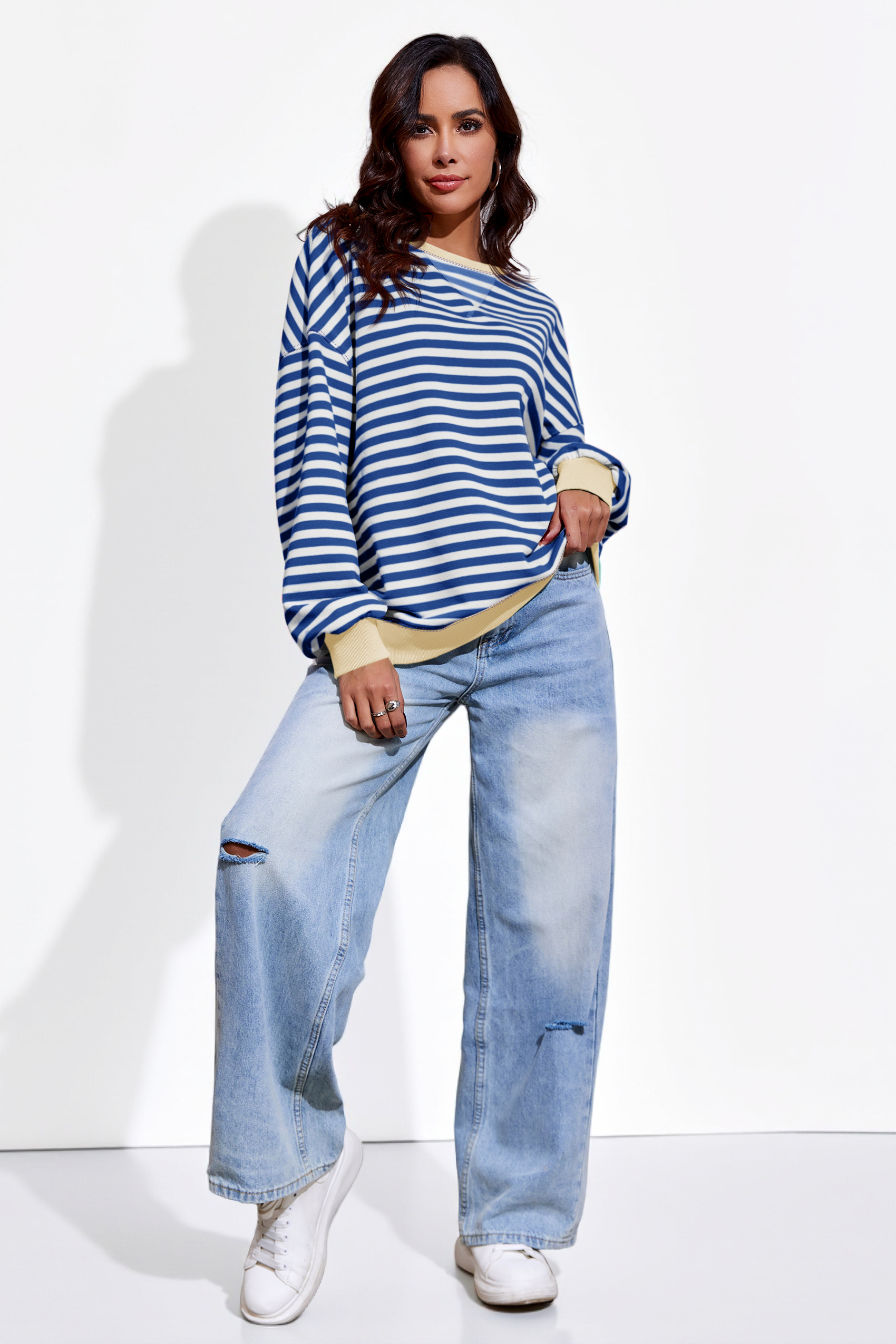 Striped Oversized Sweatshirts