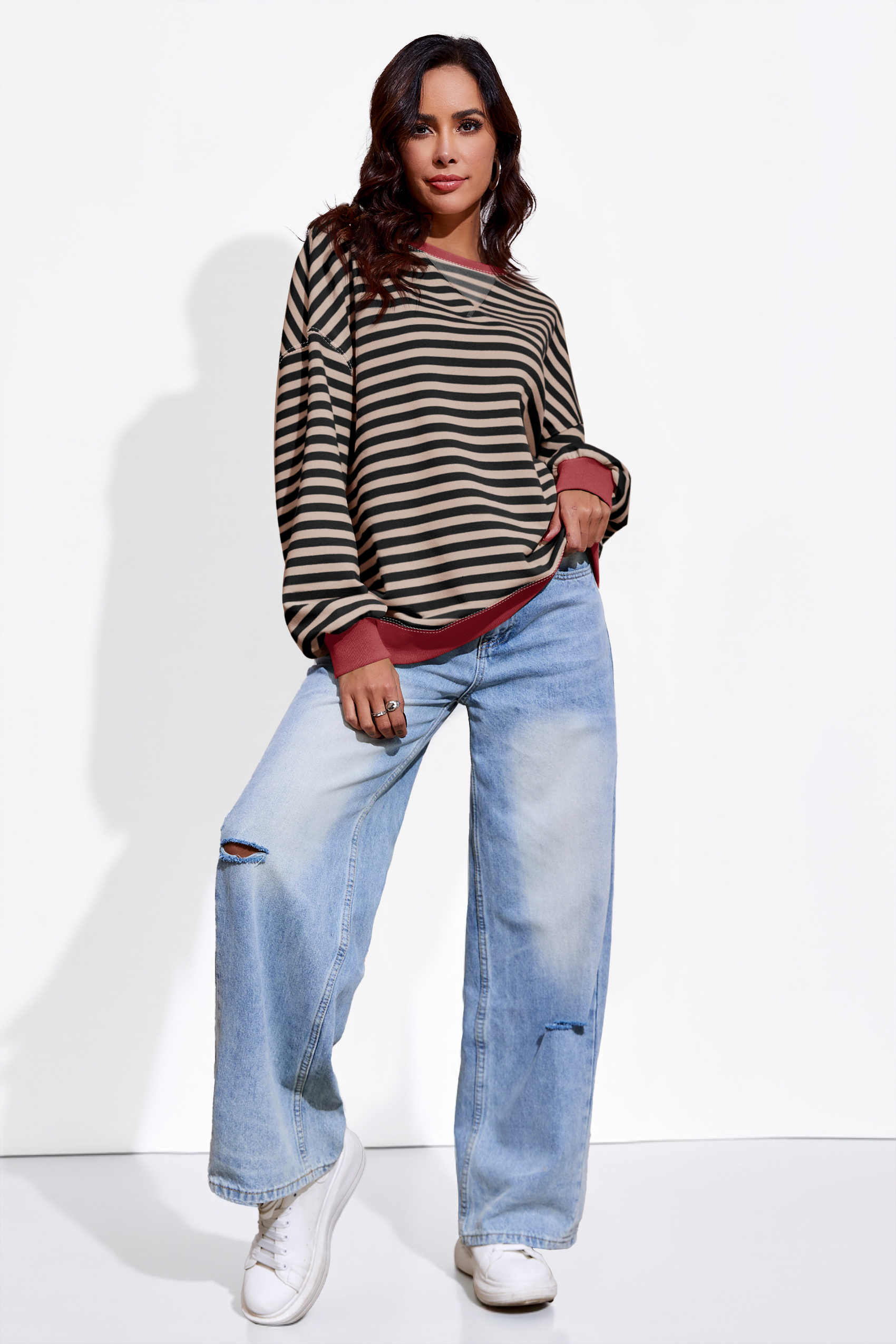 Striped Oversized Sweatshirts