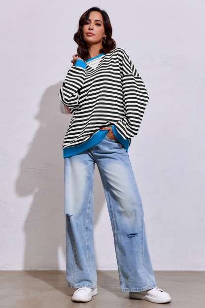 Striped Oversized Sweatshirts
