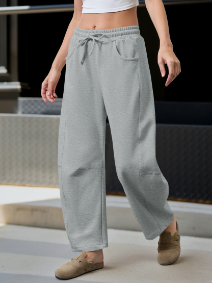 Barrel Leg Elastic Waist Sweatpant