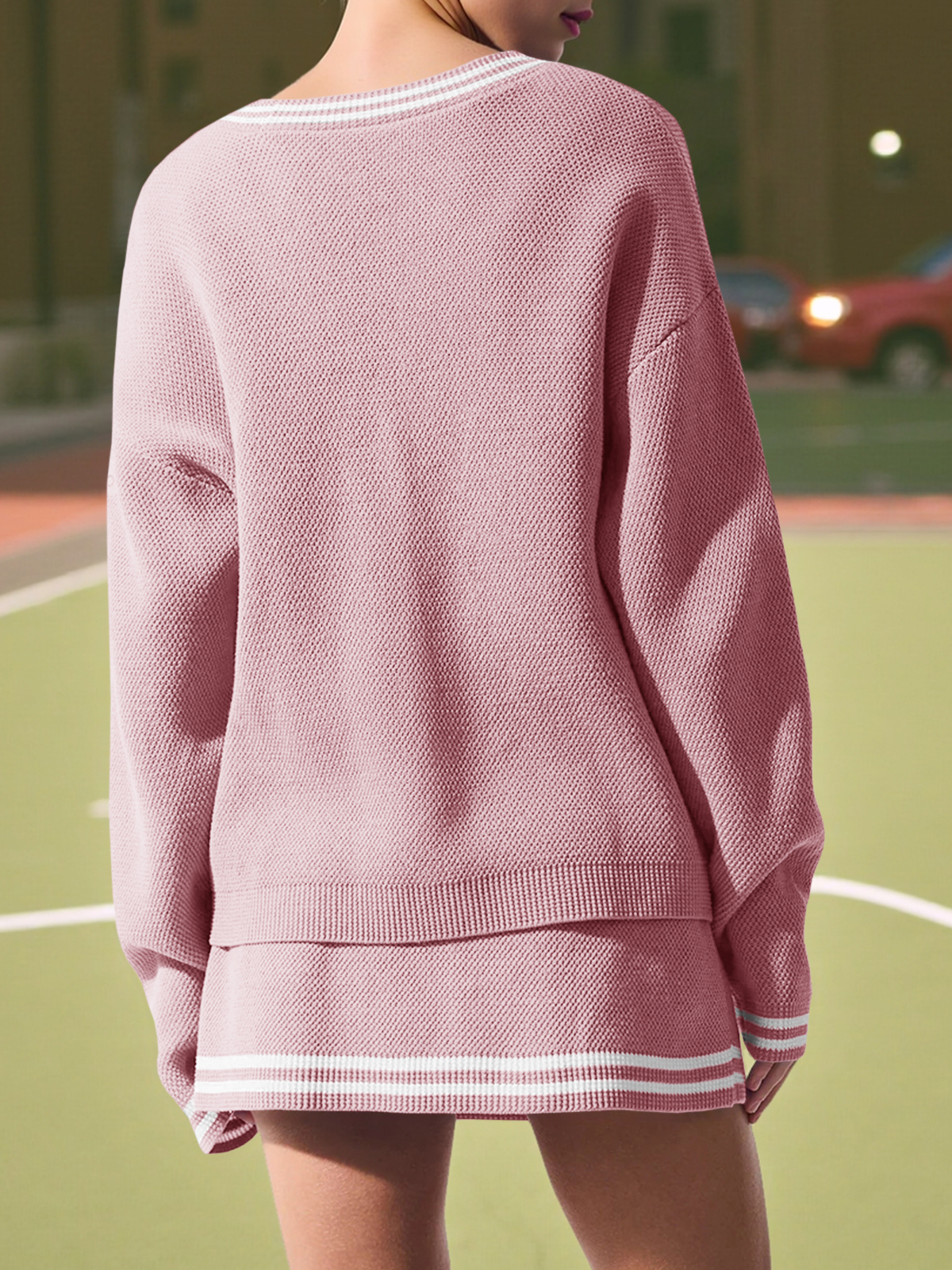 Button Front Cardigan High Waisted Skirts Workout Knit 3 Piece Sets