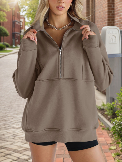 Women's Oversized Half Zip Fleece Sweatshirts