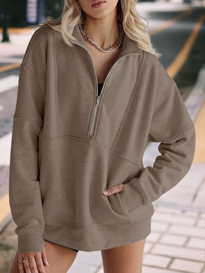 Women's Oversized Half Zip Fleece Sweatshirts
