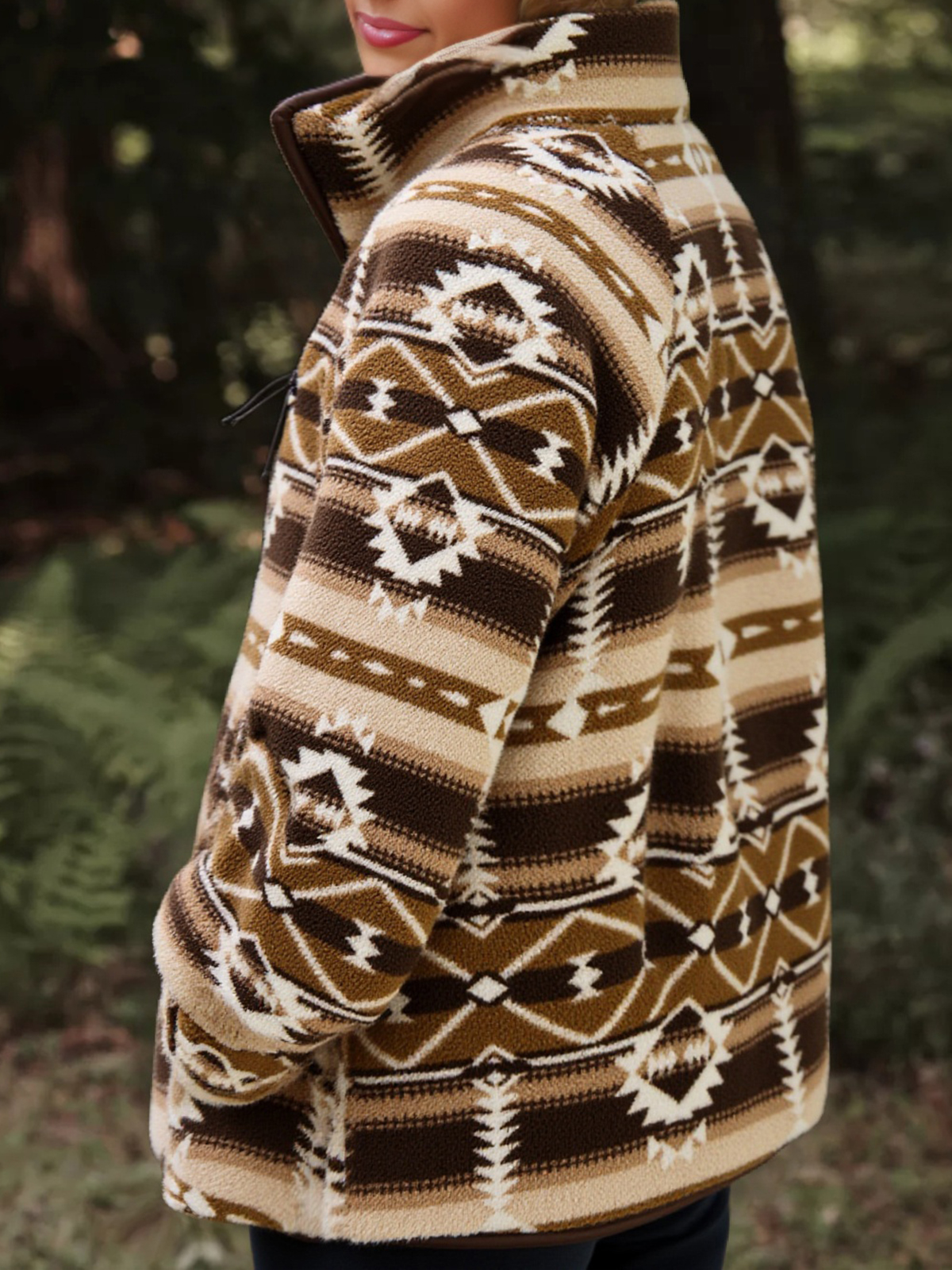 Aztec Print Fleece Zip Up Jackets
