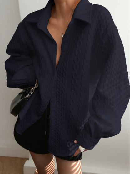 Cable Knit Textured Button Down Shirts