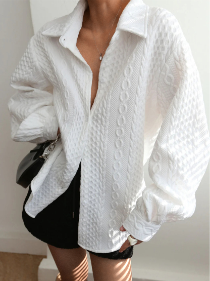 Cable Knit Textured Button Down Shirts