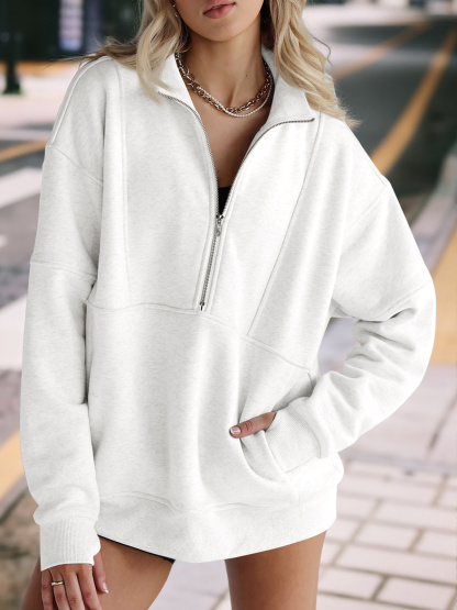 Women's Oversized Half Zip Fleece Sweatshirts