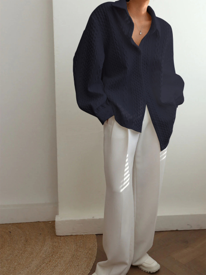 Cable Knit Textured Button Down Shirts