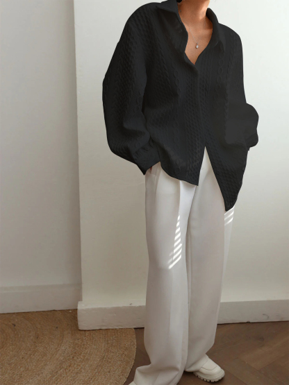 Cable Knit Textured Button Down Shirts