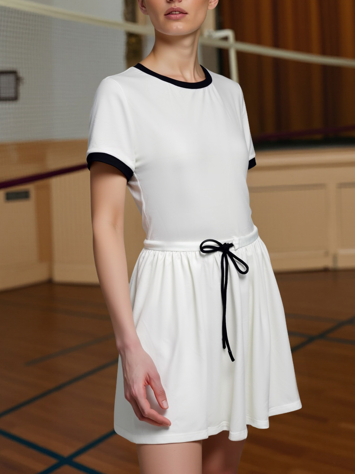 Workout Pleated Contrast Color Tennis Dress