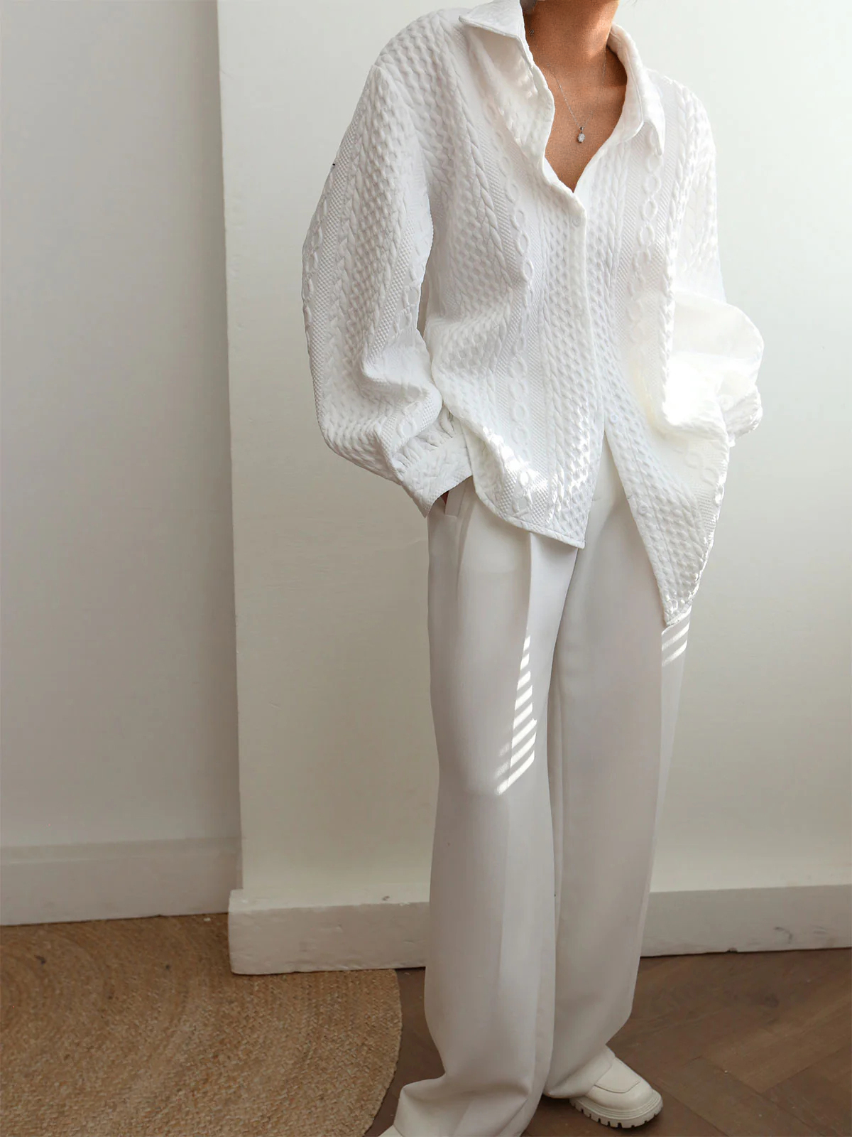 Cable Knit Textured Button Down Shirts