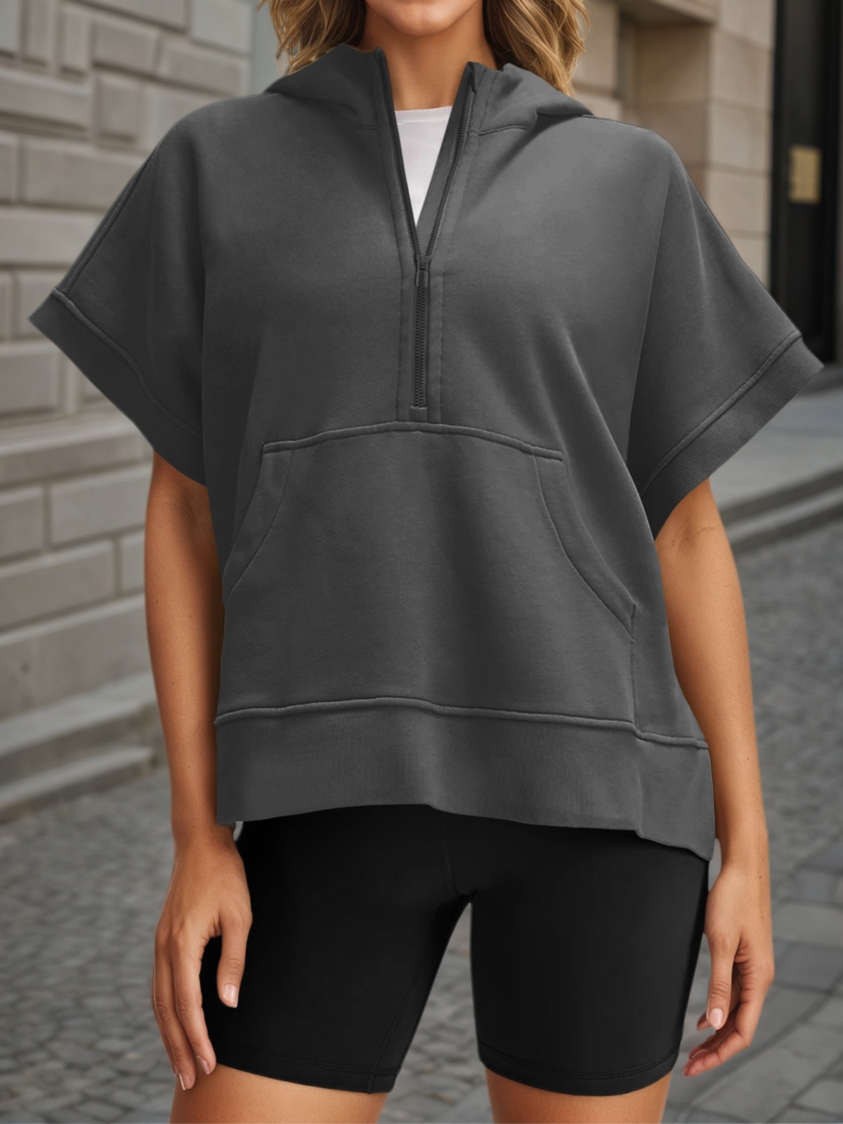 Oversized Zipper Hoodies Pullover Tops