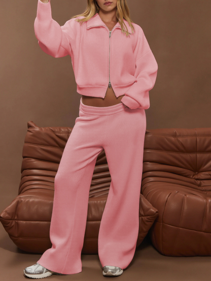 Collared Long Sleeve Zip Up Sweatshirts Jackets