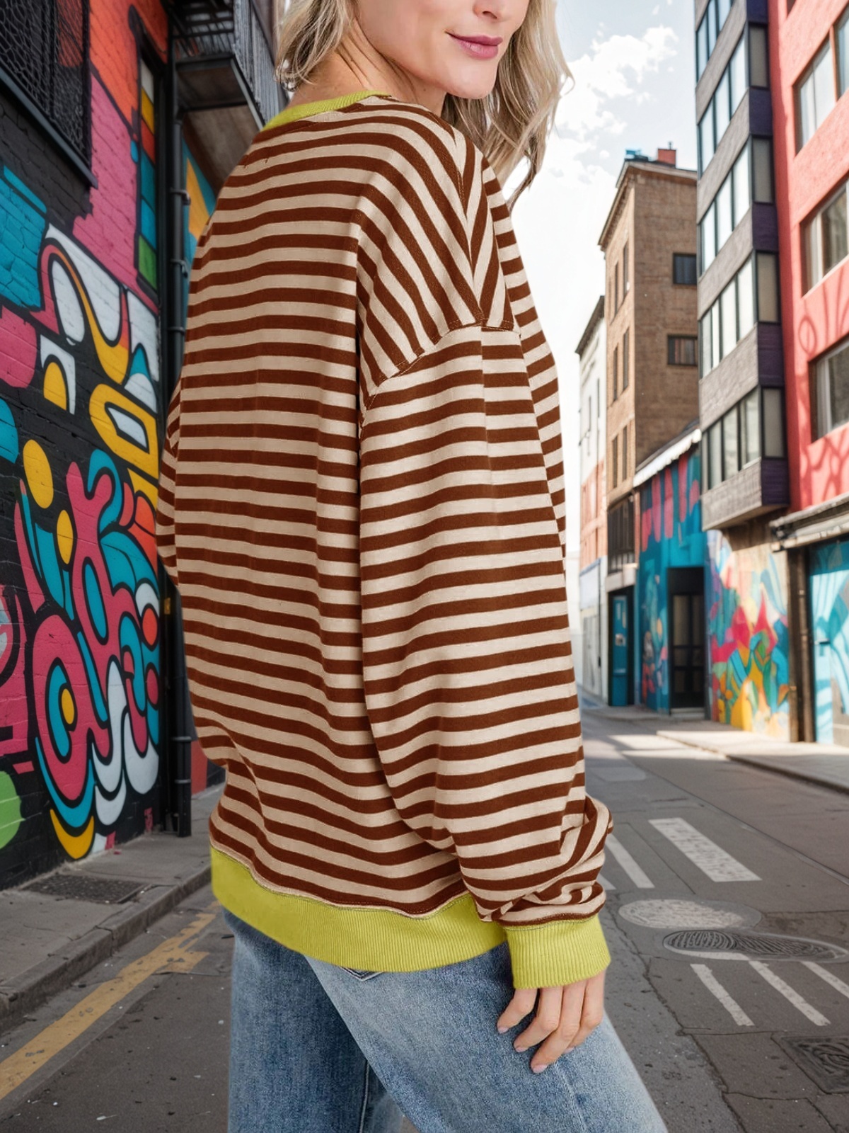 Striped Oversized Sweatshirts