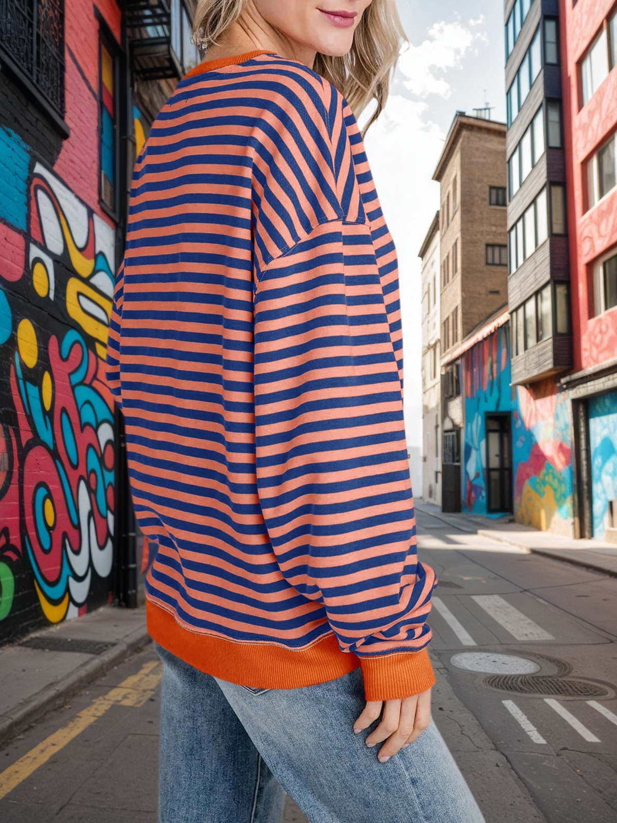 Striped Oversized Sweatshirts