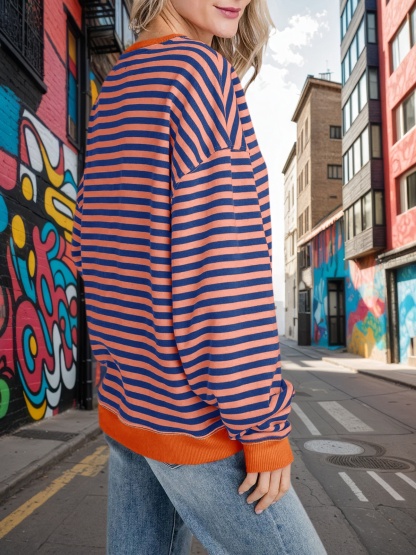 Striped Oversized Sweatshirts