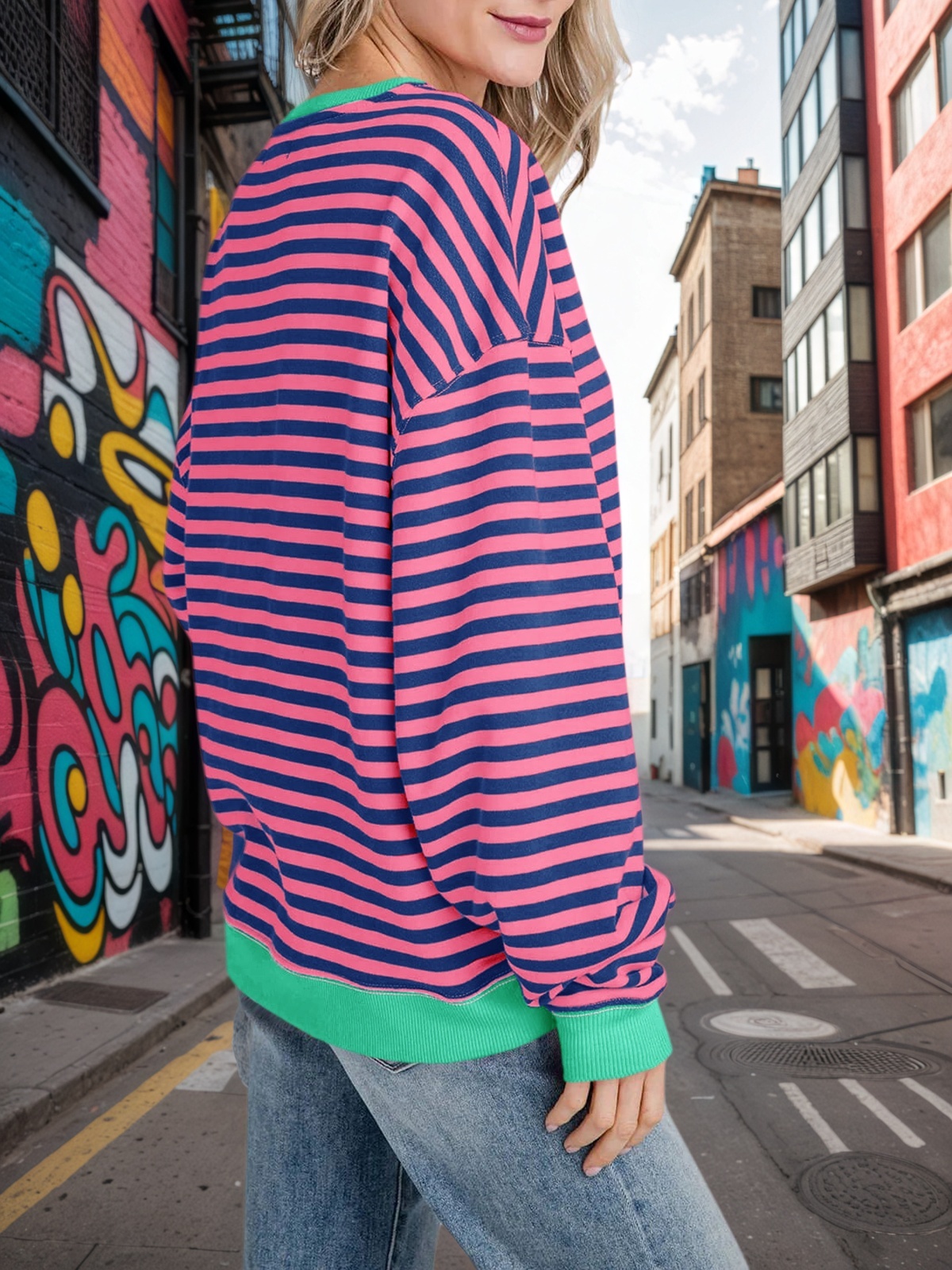 Striped Oversized Sweatshirts