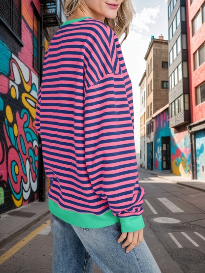 Striped Oversized Sweatshirts