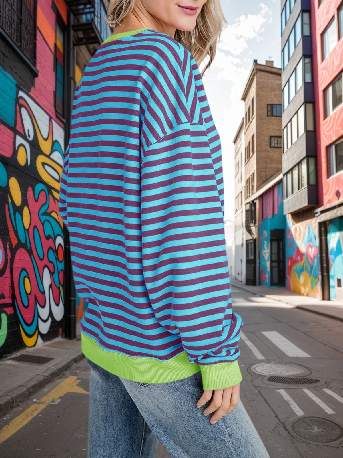 Striped Oversized Sweatshirts